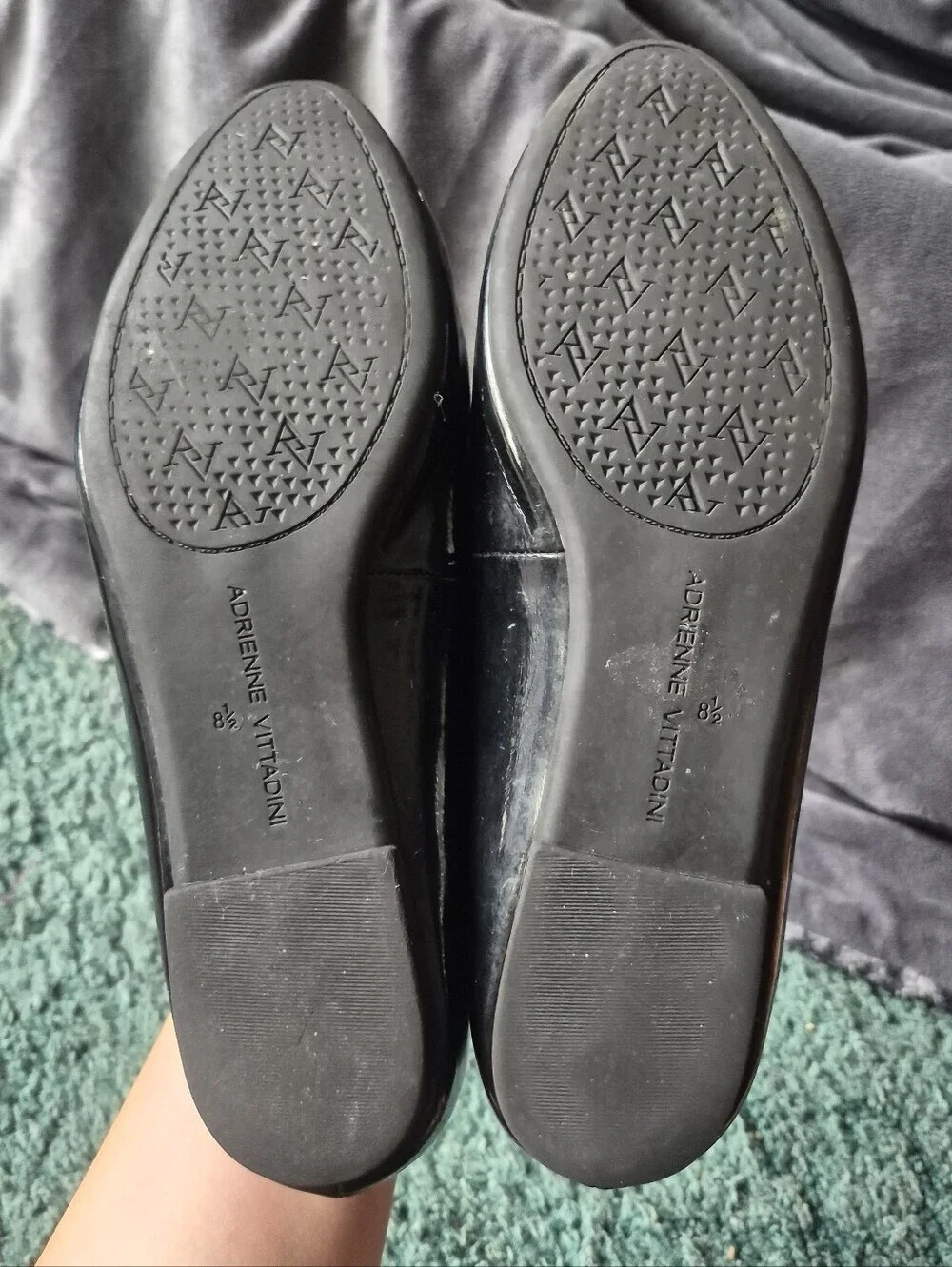 Adrienne Vittadini Black Flats Rhinestones 8-1/2